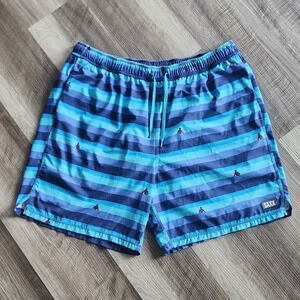 Saxx Oh Buoy 2N1 Ballpark Swim Trunks Mens XXL Blue Striped Beach Lined Volley 7